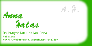 anna halas business card